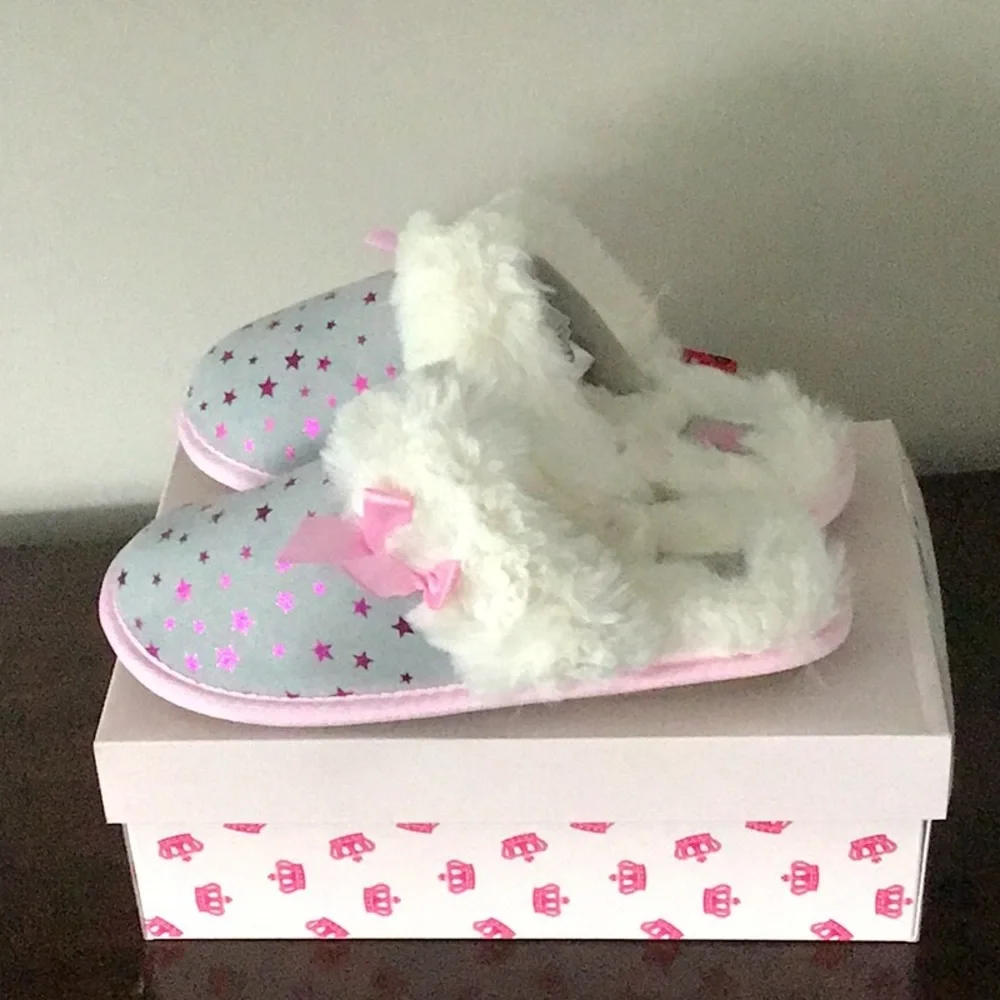 NWT Juicy by Juicy Couture Sonora Girls Slip-On Slippers Gray/Pink SZ 4-5 💥💥